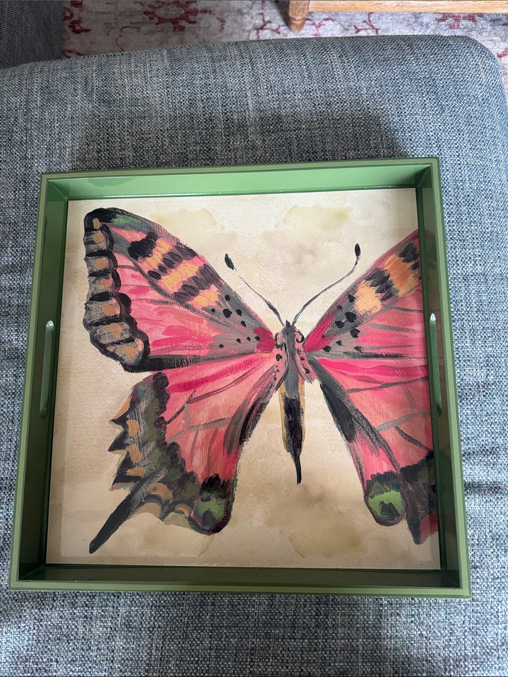 Butterfly Accent Tray - Pink and Green Home Accent